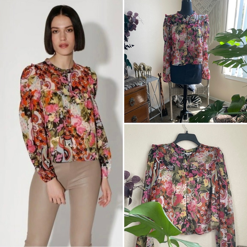 Aurora Top Pop Art Floral Blouse